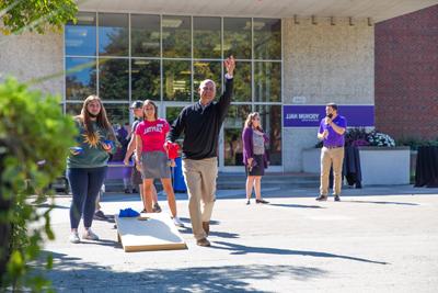 President Kaufman Tossing A Beanbag